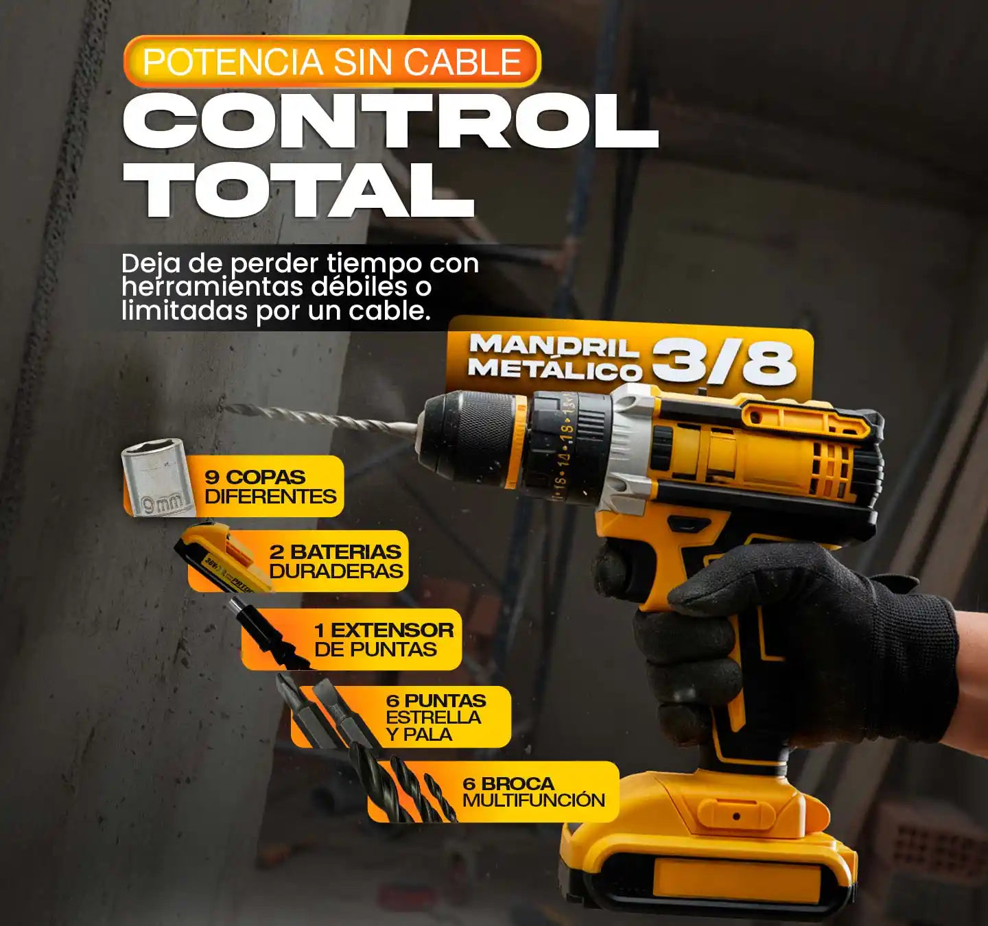 Talladro M380 Profesional | INALÁMBRICO | ¡Máxima potencia y rendimiento!